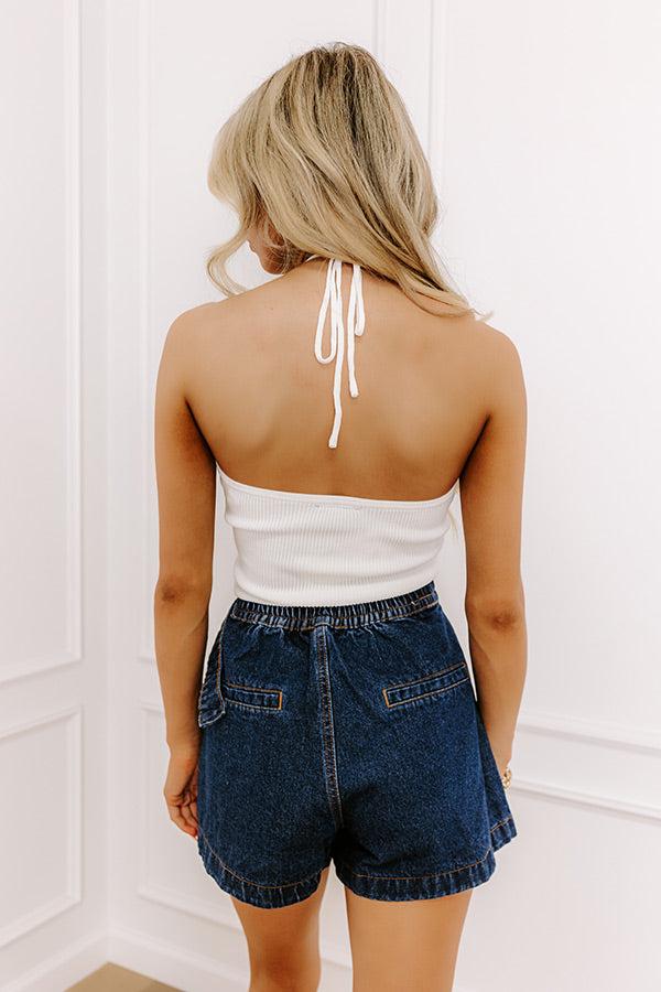 Impressions Santa Monica Outing Knit Halter Top In White