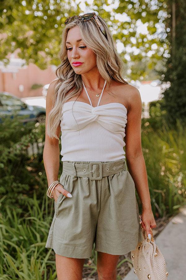 Impressions Santa Monica Outing Knit Halter Top In White