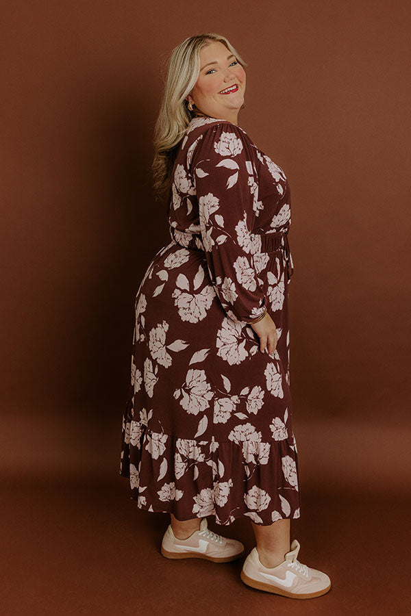 Impressions Savannah Weekend Floral Midi Dress Curves