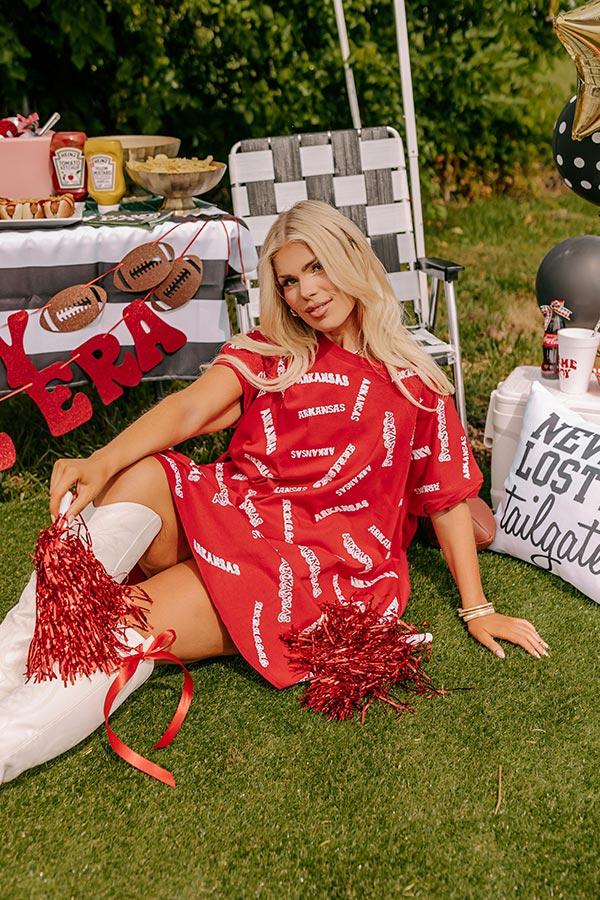 Impressions School Spirit Sequin Embroidered Mini Dress In Arkansas Curves