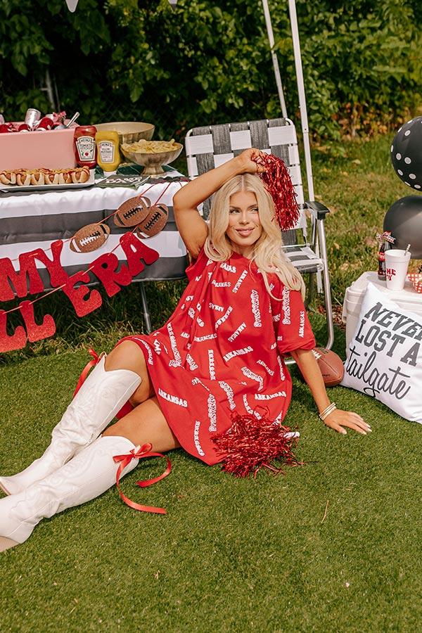 Impressions School Spirit Sequin Embroidered Mini Dress In Arkansas Curves