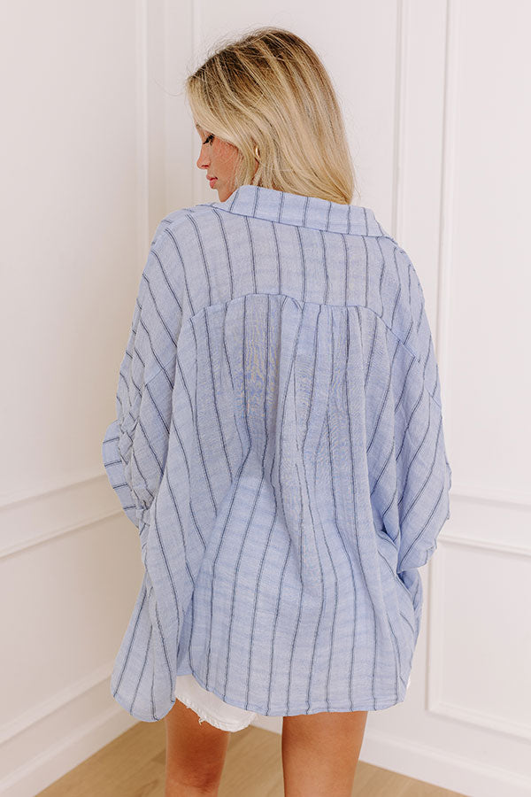 Impressions Sea Breeze Oversized Button Up In Sky Blue
