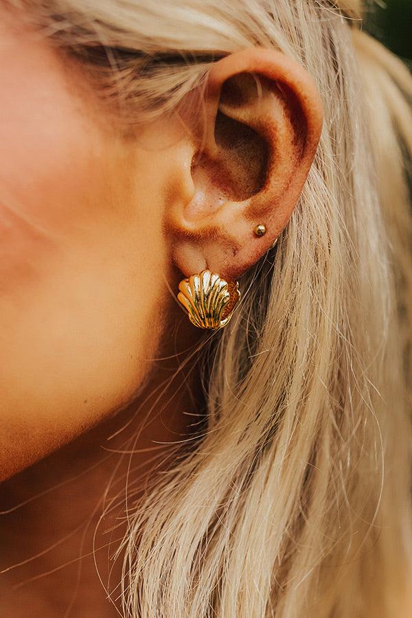 Impressions Seashells And Sand Castles Huggie Earrings