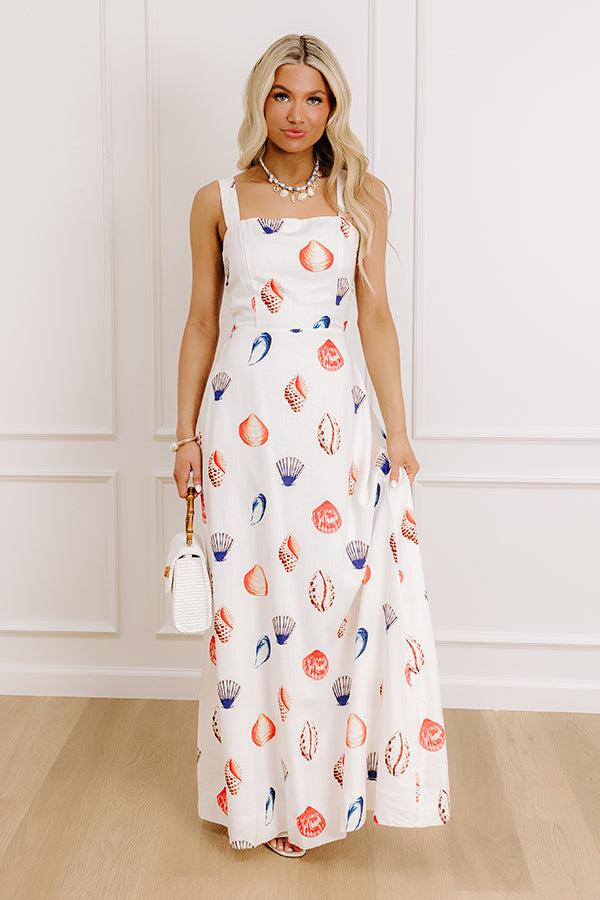 Impressions Seashells And Sunshine Linen-Blend Maxi Dress