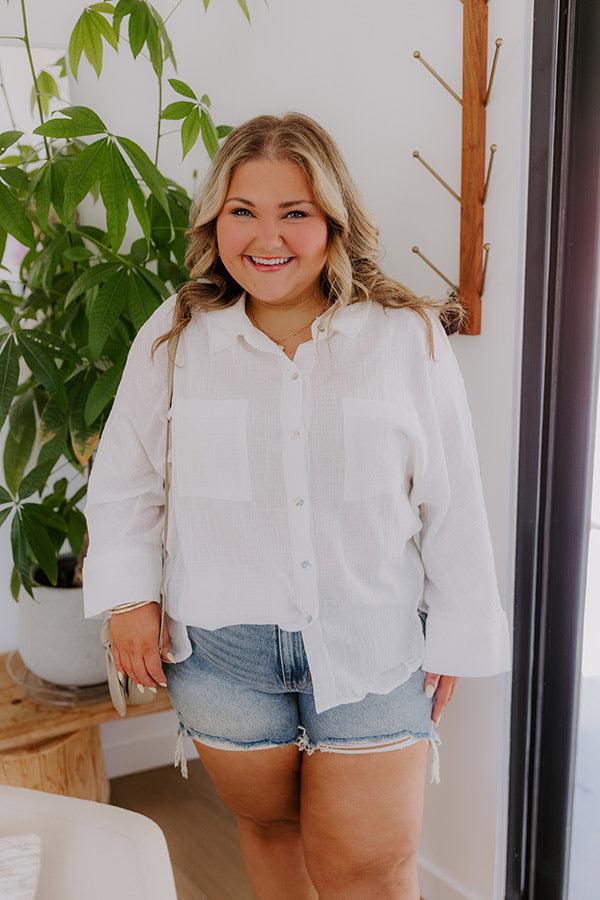 Impressions Seaside Breeze Linen-Blend Button Up Curves