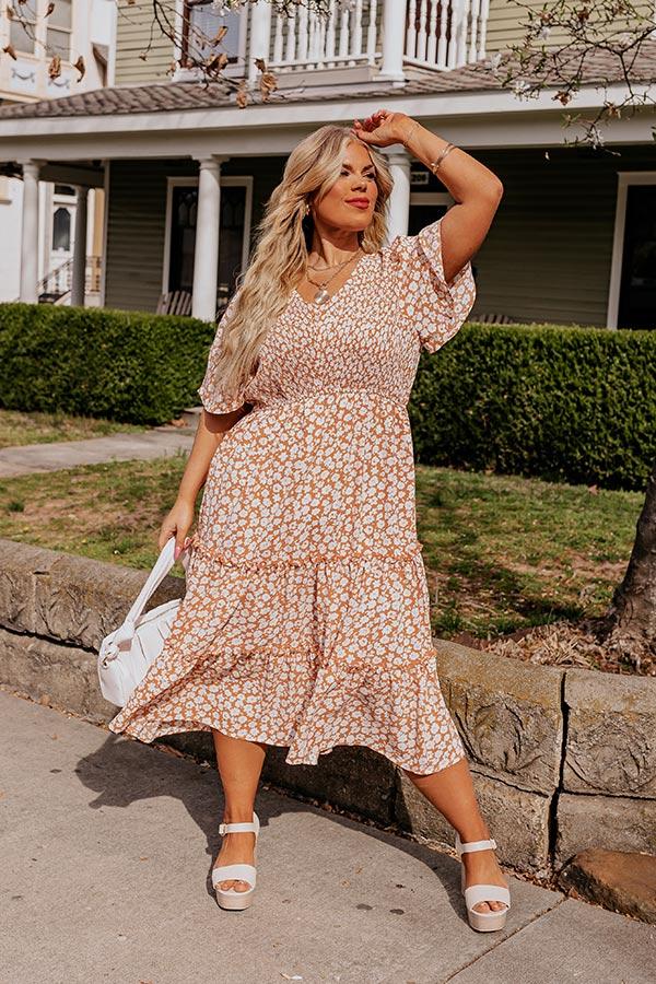 Impressions Seaside Euphoria Smocked Midi In Peach Curves