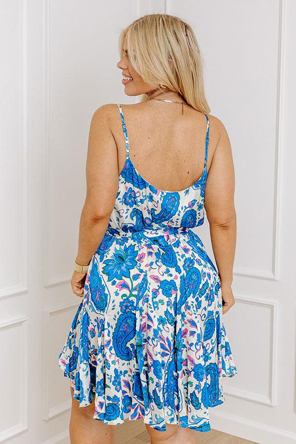 Impressions Seaside Splendor Floral Dress In Blue Curves
