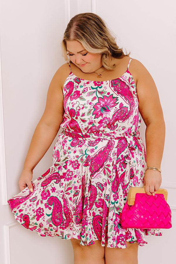 Impressions Seaside Splendor Floral Dress in Hot Pink Curves