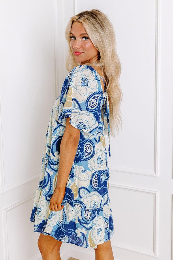 Impressions Sedona Serenity Babydoll Mini Dress In Navy