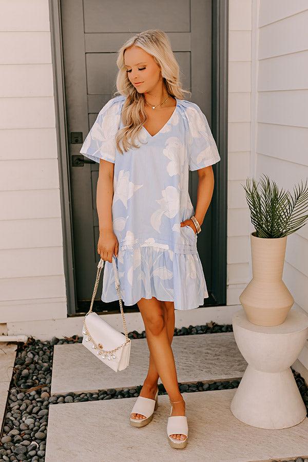 Impressions Serene Moment Floral Mini Dress in Sky Blue