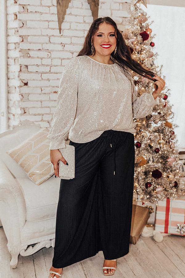 Impressions Seriously Swept Away Sequin Top In Champagne Curves