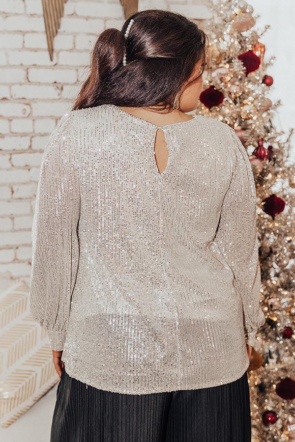 Impressions Seriously Swept Away Sequin Top In Champagne Curves