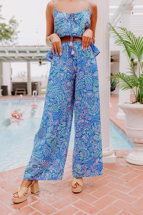 Impressions Set For Vacay High Waist Pants in Cobalt Blue