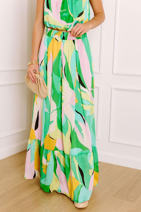 Impressions Shades Of Paradise High Waist Maxi Skirt In Green