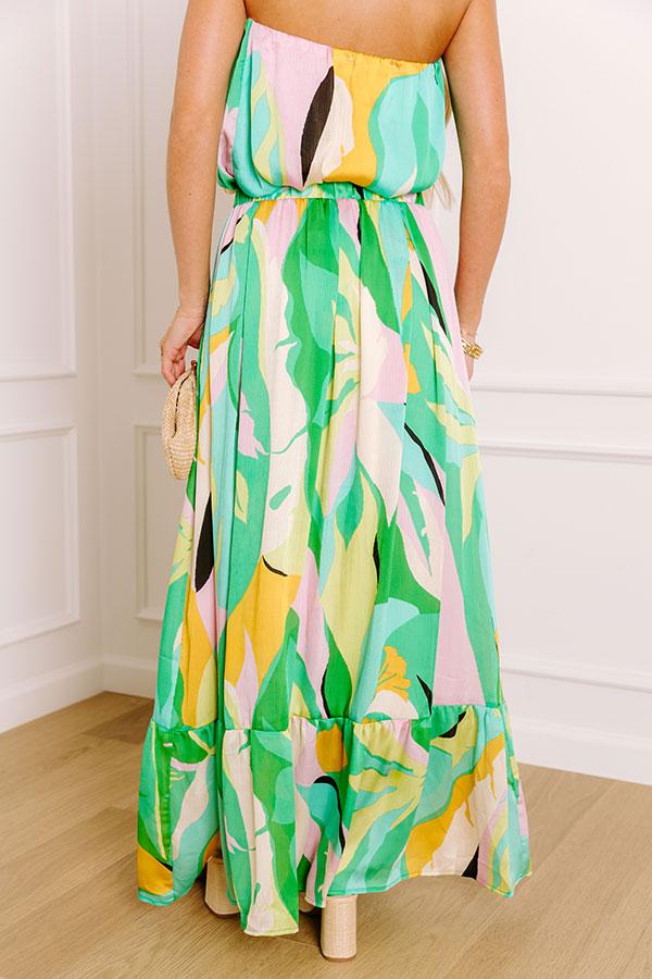 Impressions Shades Of Paradise High Waist Maxi Skirt In Green