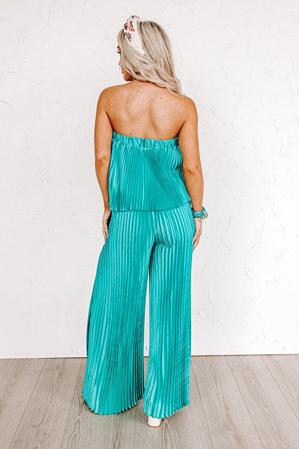 Impressions Share The Love Pleated Jumpsuit In Turquoise
