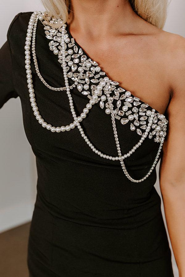 Impressions Shimmering Twilight Embellished Mini Dress In Black