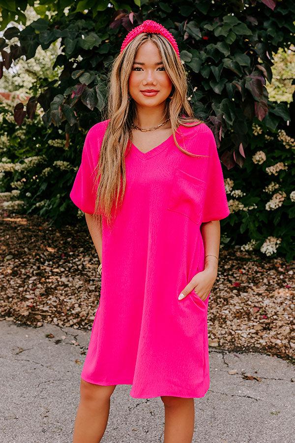Impressions Shoreline Serenade Shift Dress In Hot Pink