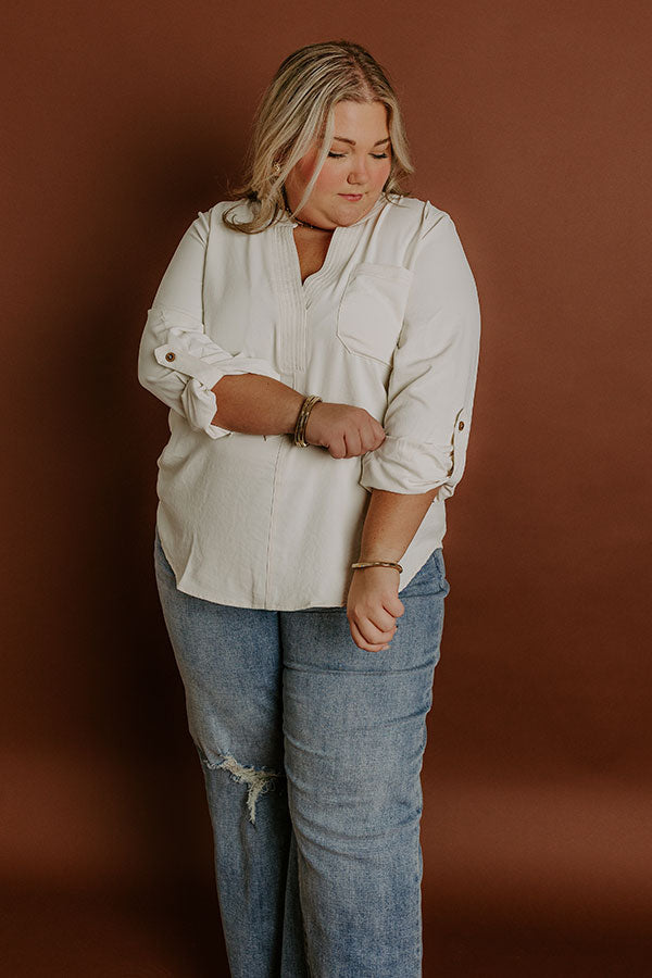 Impressions Simple Sunday Shift Top In Cream Curves