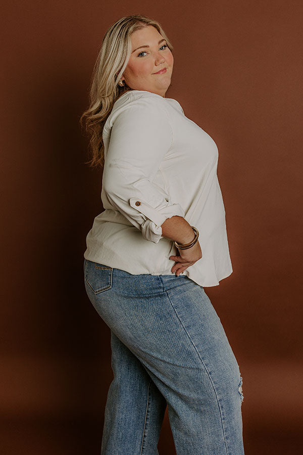 Impressions Simple Sunday Shift Top In Cream Curves