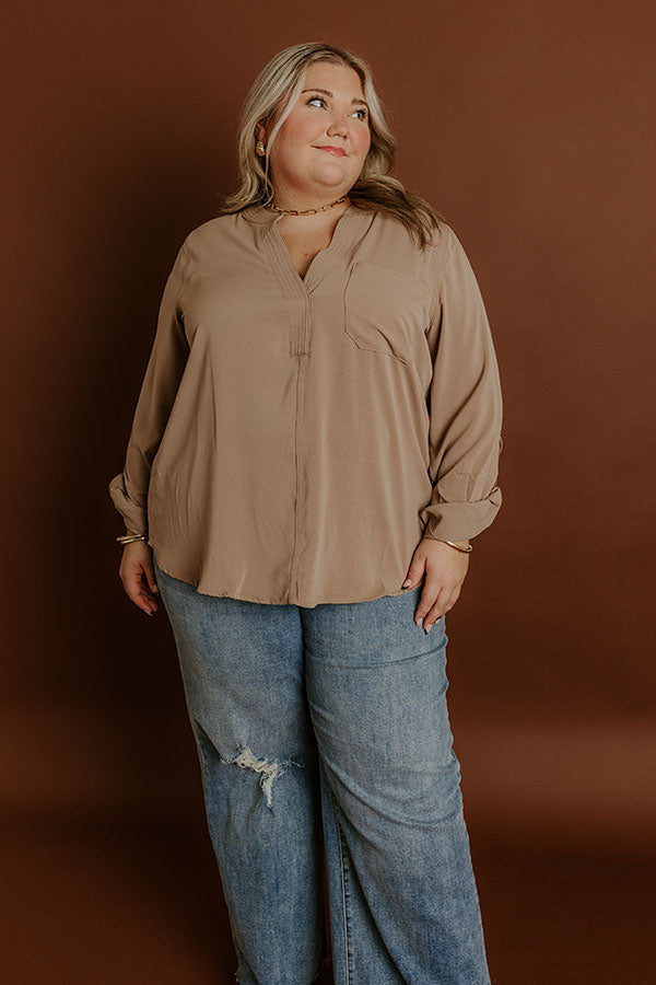 Impressions Simple Sunday Shift Top In Mocha Curves