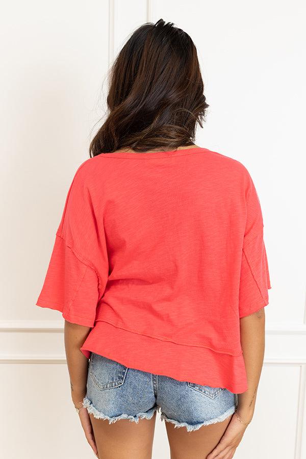 Impressions Simple Sway Oversized Crop Tee In Cherry Red