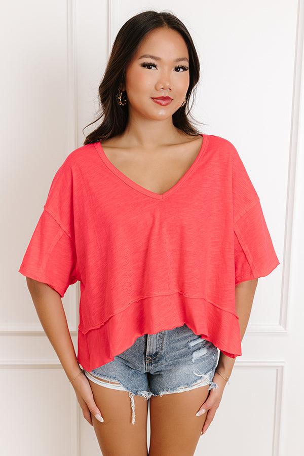 Impressions Simple Sway Oversized Crop Tee In Cherry Red