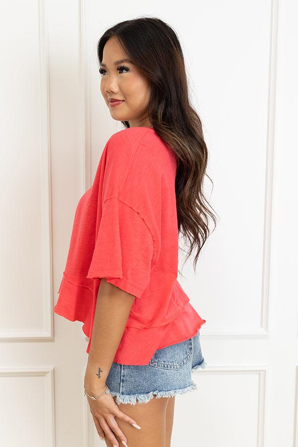 Impressions Simple Sway Oversized Crop Tee In Cherry Red