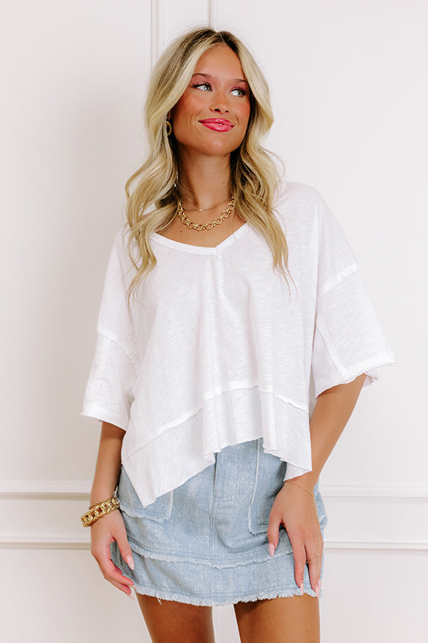 Impressions Simple Sway Oversized Crop Tee In White