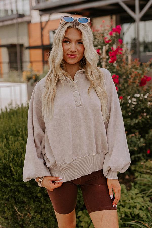 Impressions Simply Cozy Vintage Wash Sweatshirt In Birch