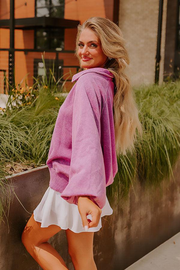 Impressions Simply Cozy Vintage Wash Sweatshirt In Orchid