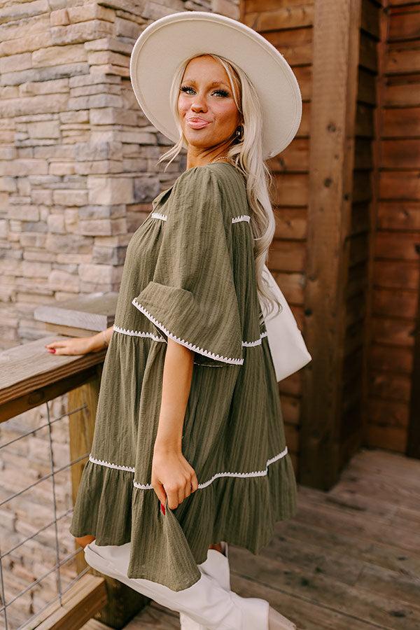 Impressions Simply Lovely Tiered Mini Dress In Olive