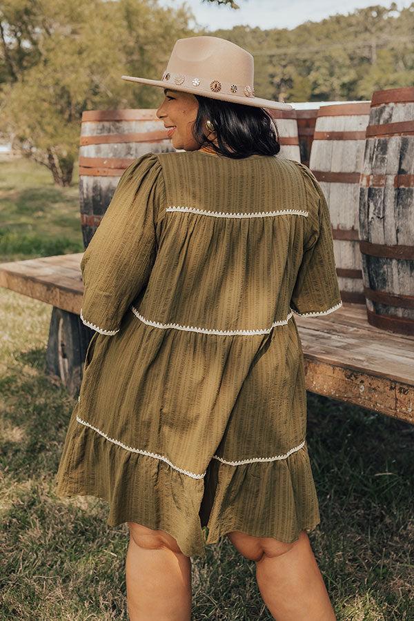 Impressions Simply Lovely Tiered Mini Dress In Olive Curves