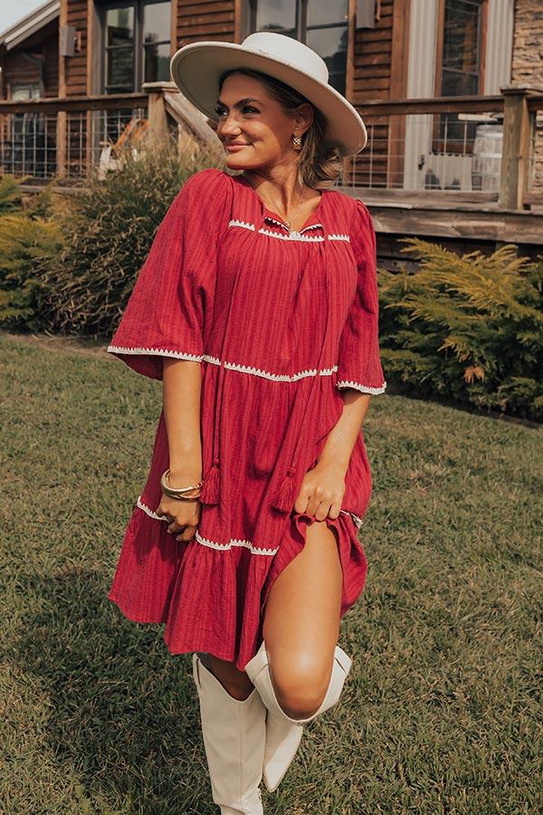 Impressions Simply Lovely Tiered Mini Dress In Wine