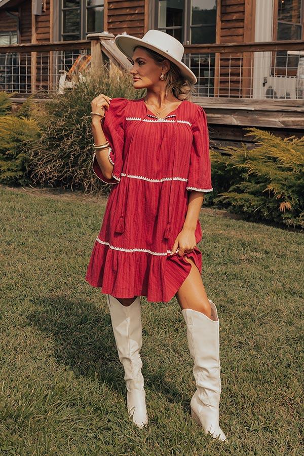 Impressions Simply Lovely Tiered Mini Dress In Wine