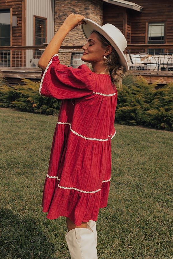 Impressions Simply Lovely Tiered Mini Dress In Wine