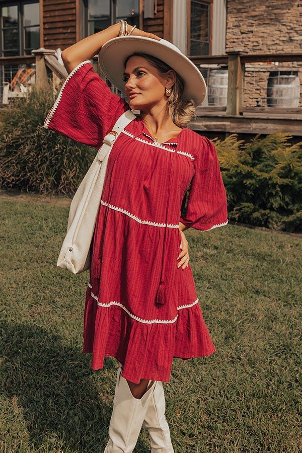 Impressions Simply Lovely Tiered Mini Dress in Wine