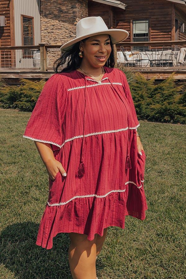 Impressions Simply Lovely Tiered Mini Dress in Wine Curves