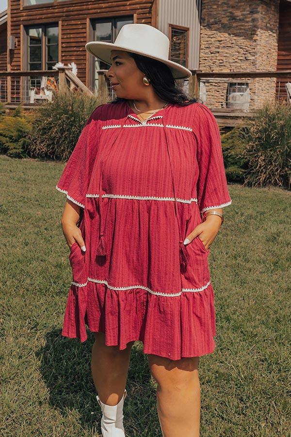 Impressions Simply Lovely Tiered Mini Dress In Wine Curves