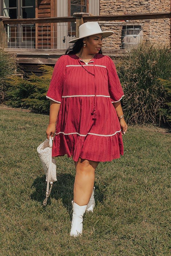 Impressions Simply Lovely Tiered Mini Dress In Wine Curves