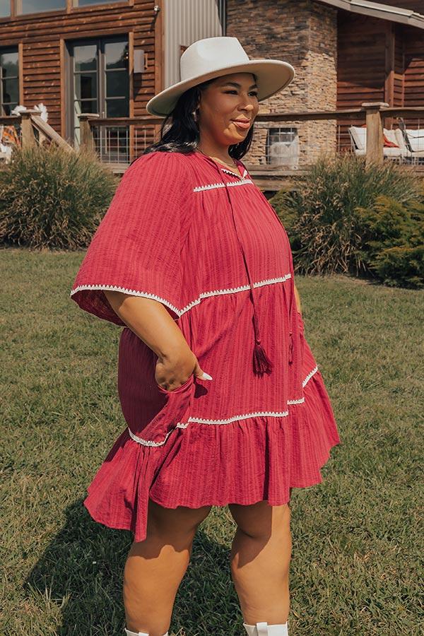 Impressions Simply Lovely Tiered Mini Dress In Wine Curves