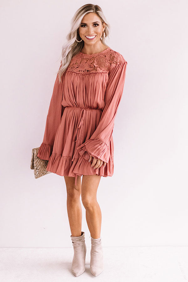 Impressions Simply Poetic Pleated Shift Dress In Rose