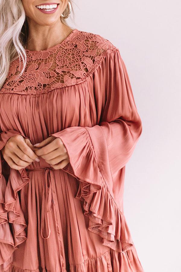Impressions Simply Poetic Pleated Shift Dress In Rose