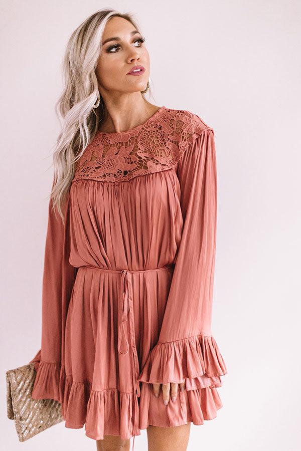 Impressions Simply Poetic Pleated Shift Dress In Rose