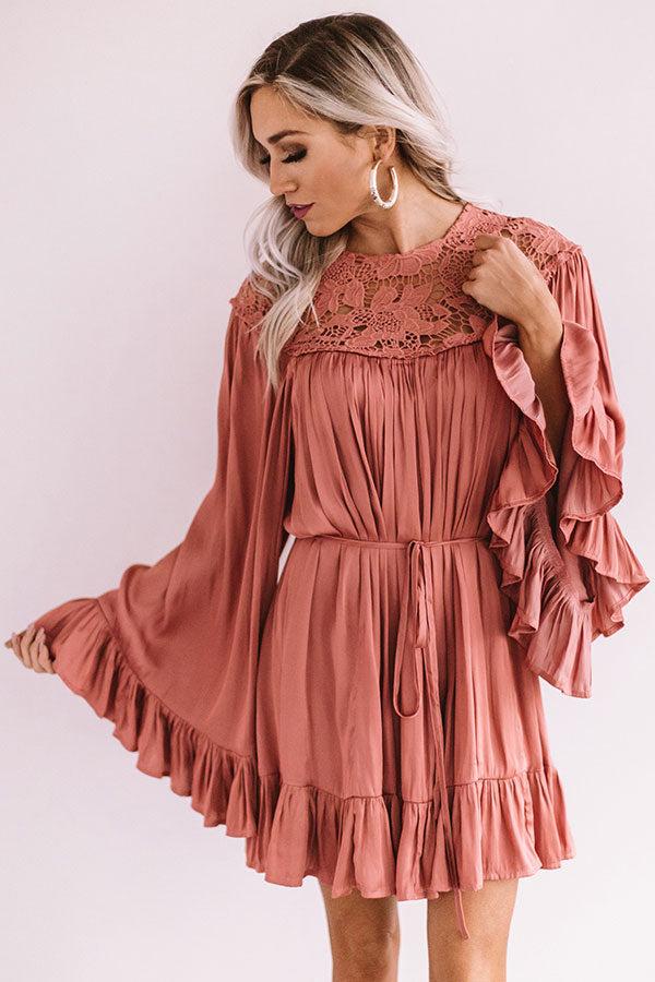 Impressions Simply Poetic Pleated Shift Dress In Rose