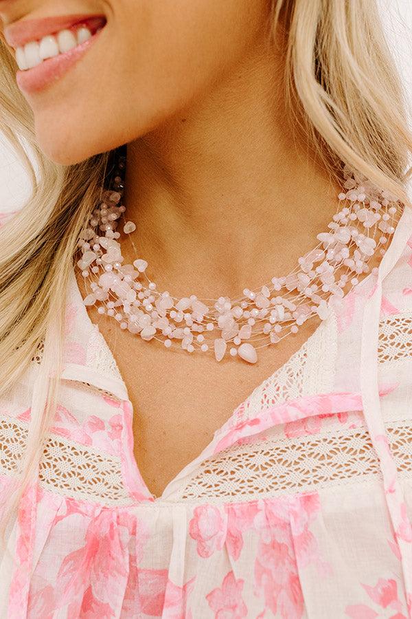 Impressions Simply Sweet Layered Necklace In Rose Quartz