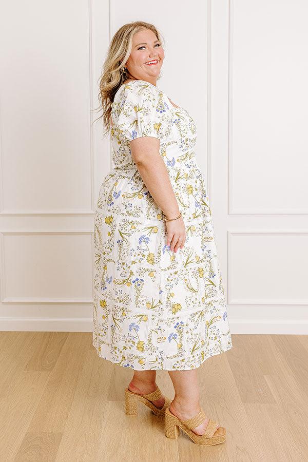 Impressions Simply Unforgettable Floral Midi Dress In White Curves