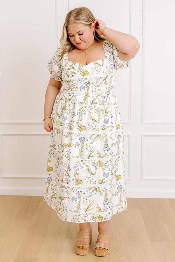 Impressions Simply Unforgettable Floral Midi Dress In White Curves
