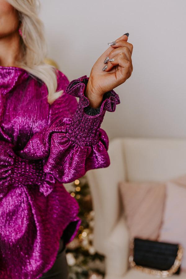 Impressions Sleek Silhouettes Metallic Top In Fuchsia