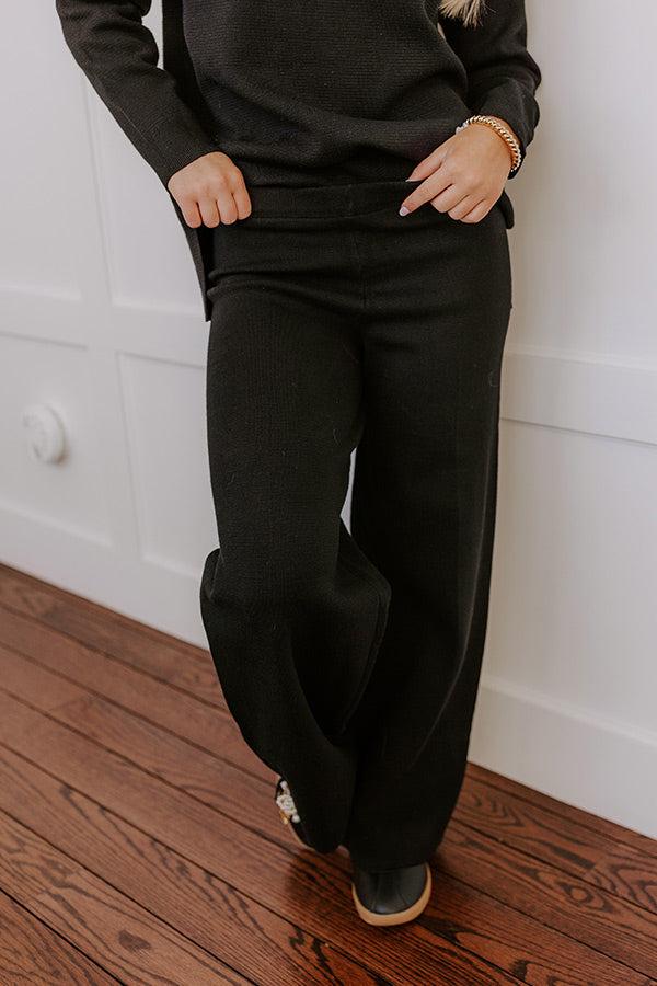 Impressions Small Town Bistro High Waist Knit Pants In Black